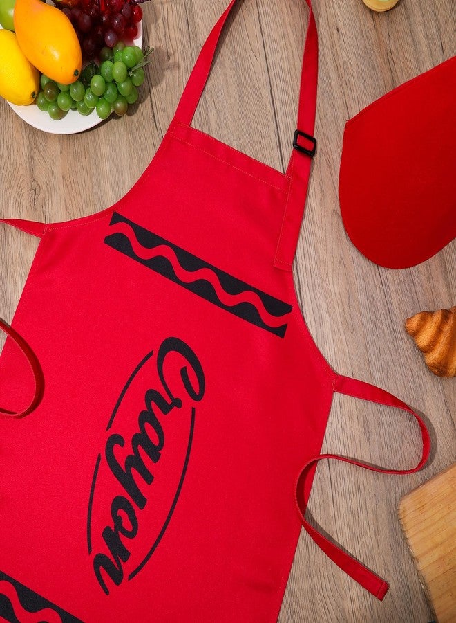 XLSXEXCL Kids Crayon Costume Set, Crayon Apron with Gnome Cone Hat, Funny Dress Up Outfit Accessories for Halloween, World Book Day, School Plays (Red) - Image 4